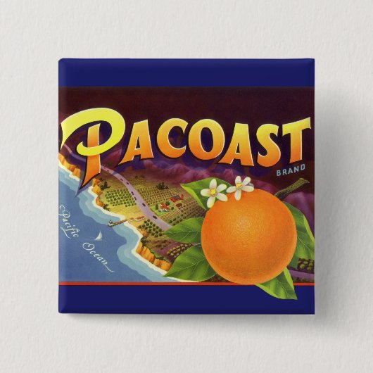  fruitkratelkunst, akoestische Sinaasappels Vierkante Button 5,1 Cm (Voorkant)