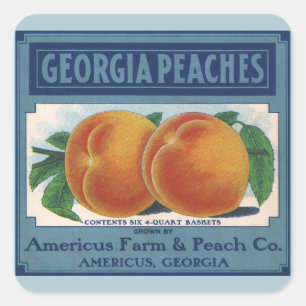  fruitkratelkunst, Georgia Peaches Vierkante Sticker
