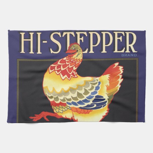  fruitkratelkunst, Hi Stepper Chicken Theedoek (Horizontaal)