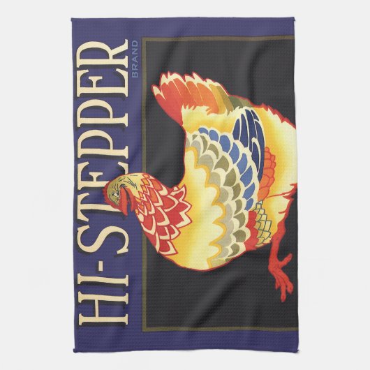  fruitkratelkunst, Hi Stepper Chicken Theedoek (Verticaal)