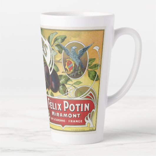 fruitkratelkunst, imperiale stekeltjes latte mok (Rechts)