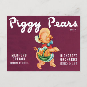 fruitkratelkunst met gekleurde peren briefkaart