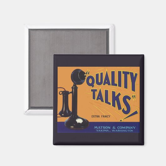  fruitkratelkunst, oude gefasseerde telefoon magneet (Voorkant / Achterkant)