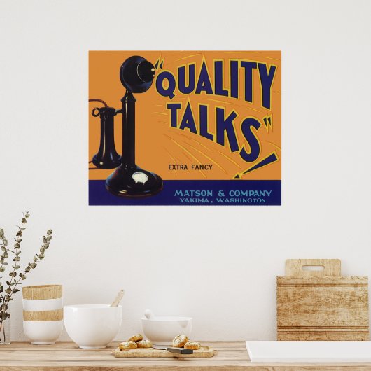  fruitkratelkunst, oude gefasseerde telefoon poster (Keuken)