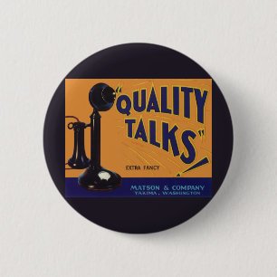  fruitkratelkunst, oude gefasseerde telefoon ronde button 5,7 cm