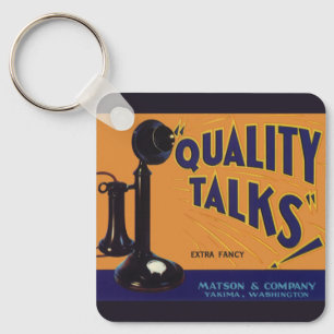 fruitkratelkunst, oude gefasseerde telefoon sleutelhanger