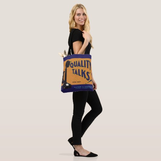 fruitkratelkunst, oude gefasseerde telefoon tote bag (Op model)