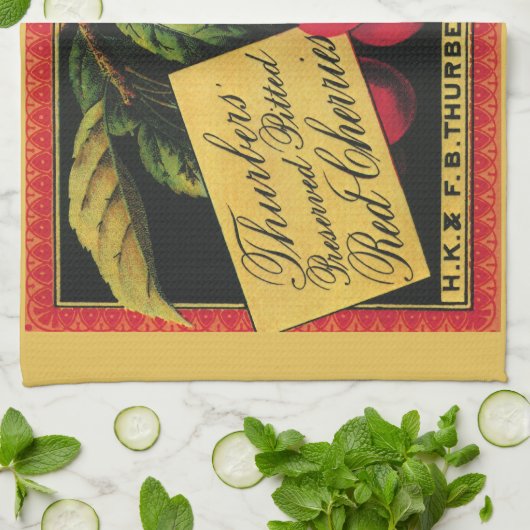  fruitkratelkunst, Thurber Cherries Theedoek (Gevouwen)