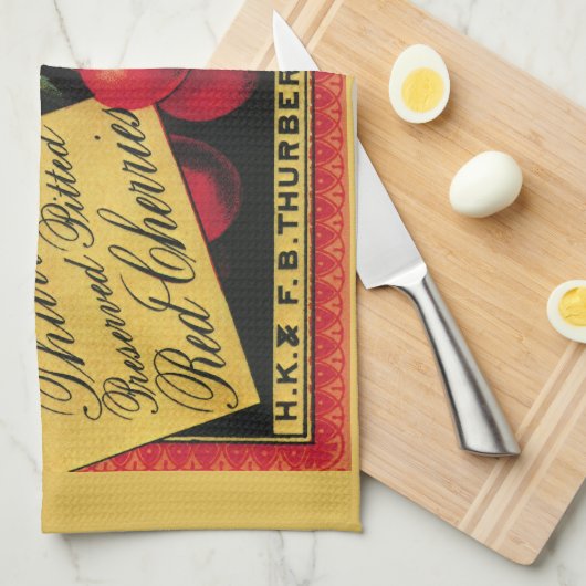  fruitkratelkunst, Thurber Cherries Theedoek (Quarter Fold)