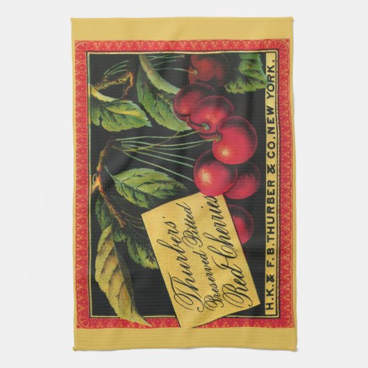 fruitkratelkunst, Thurber Cherries Theedoek (Verticaal)