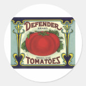  fruitkratelkunst, verdedigingstomaten ronde sticker (Voorkant)