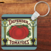 fruitkratelkunst, verdedigingstomaten sleutelhanger (Achterkant)