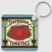 fruitkratelkunst, verdedigingstomaten sleutelhanger (Achterkant)