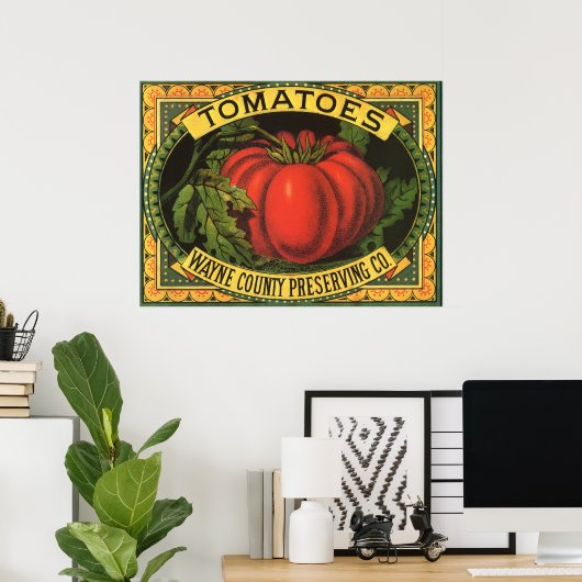  fruitkratelkunst, Wayne Co Tomaten Poster (Thuiskantoor)