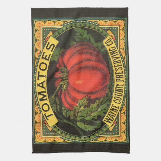  fruitkratelkunst, Wayne Co Tomaten Theedoek (Verticaal)