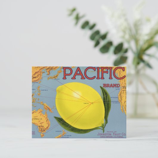  fruitkratenlabel Art Pacific Lemon Citrus Briefkaart (Staand voorkant)