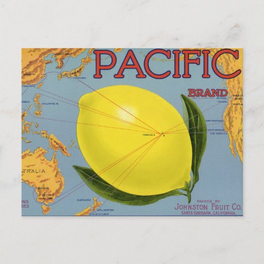  fruitkratenlabel Art Pacific Lemon Citrus Briefkaart (Voorkant)