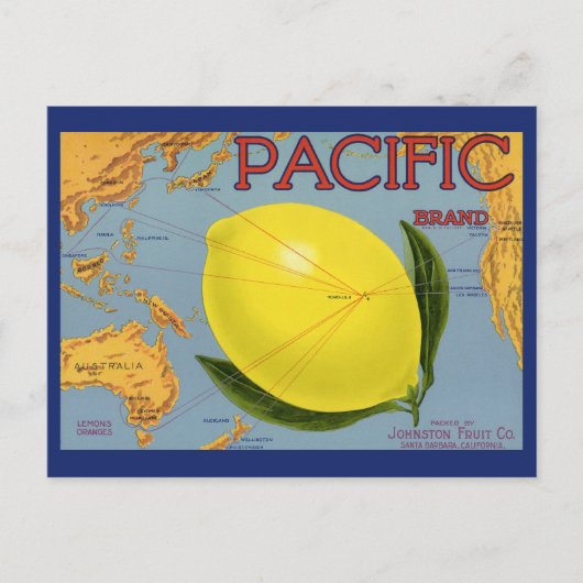 fruitkratenlabel Art Pacific Lemon Citrus Briefkaart (Voorkant)