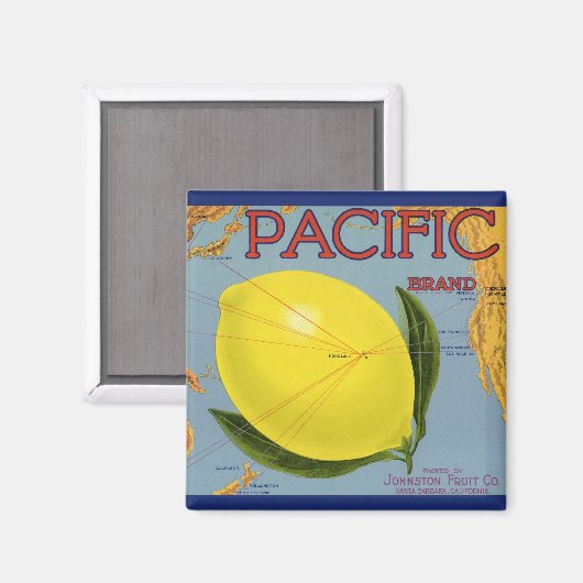  fruitkratenlabel Art Pacific Lemon Citrus Magneet (Voorkant / Achterkant)