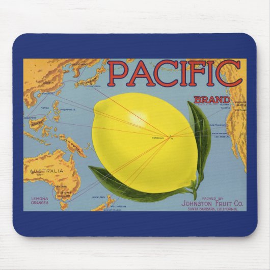  fruitkratenlabel Art Pacific Lemon Citrus Muismat (Voorkant)