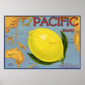 fruitkratenlabel Art Pacific Lemon Citrus Poster (Voorkant)