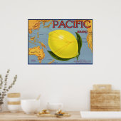 fruitkratenlabel Art Pacific Lemon Citrus Poster (Keuken)