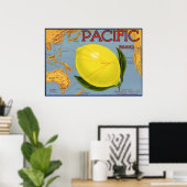 fruitkratenlabel Art Pacific Lemon Citrus Poster (Thuiskantoor)