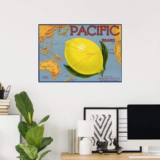fruitkratenlabel Art Pacific Lemon Citrus Poster (Thuiskantoor)