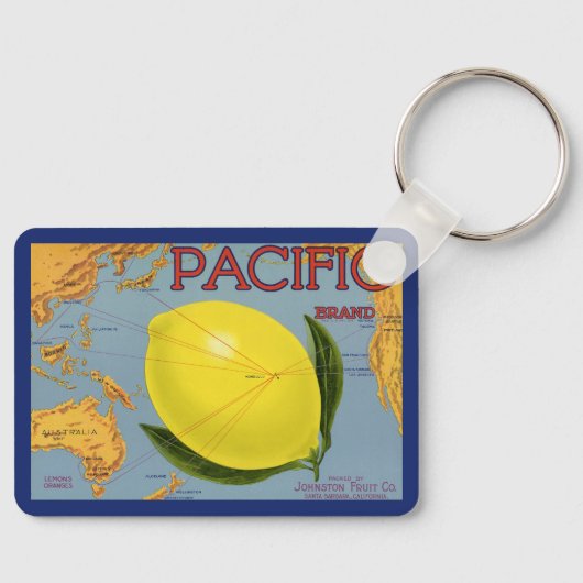 fruitkratenlabel Art Pacific Lemon Citrus Sleutelhanger (Voorkant)