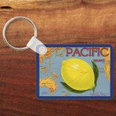  fruitkratenlabel Art Pacific Lemon Citrus Sleutelhanger (Achterkant)