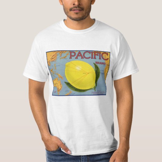  fruitkratenlabel Art Pacific Lemon Citrus T-shirt (Voorkant)