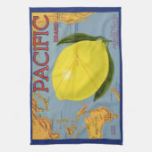  fruitkratenlabel Art Pacific Lemon Citrus Theedoek (Verticaal)