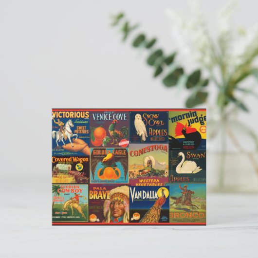  fruitkratenlabels briefkaart (Staand voorkant)