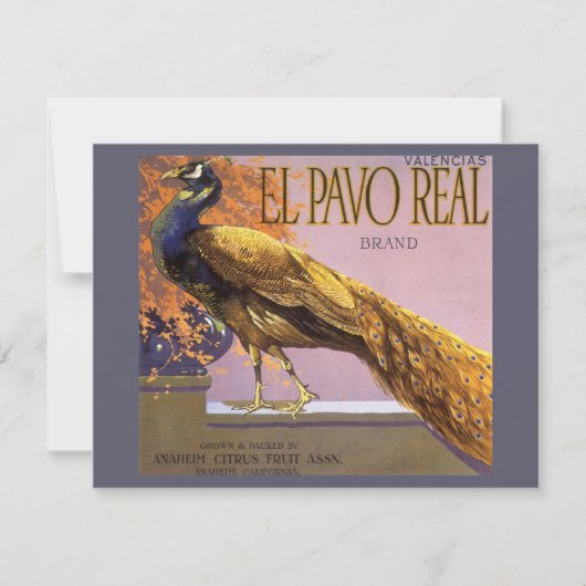  fruitkrattenlabel Art El Pavo Peacock Bird (Voorkant)