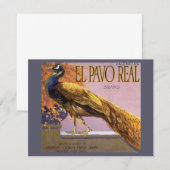  fruitkrattenlabel Art El Pavo Peacock Bird (Voorkant / Achterkant)