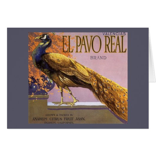  fruitkrattenlabel Art El Pavo Peacock Bird (Voorkant Horizontaal)