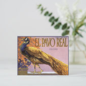  fruitkrattenlabel Art El Pavo Peacock Bird Briefkaart (Staand voorkant)