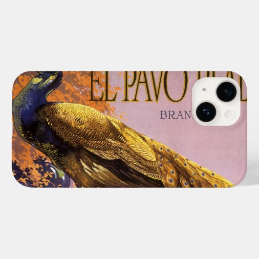 fruitkrattenlabel Art El Pavo Peacock Bird Case-Mate iPhone Case (Achterkant (horizontaal))