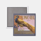  fruitkrattenlabel Art El Pavo Peacock Bird Magneet (Voorkant / Achterkant)