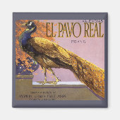  fruitkrattenlabel Art El Pavo Peacock Bird Magneet (Voorkant)