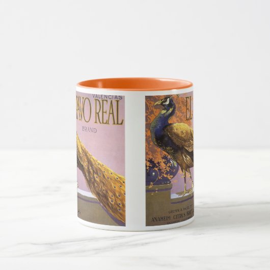 fruitkrattenlabel Art El Pavo Peacock Bird Mok (Midden)