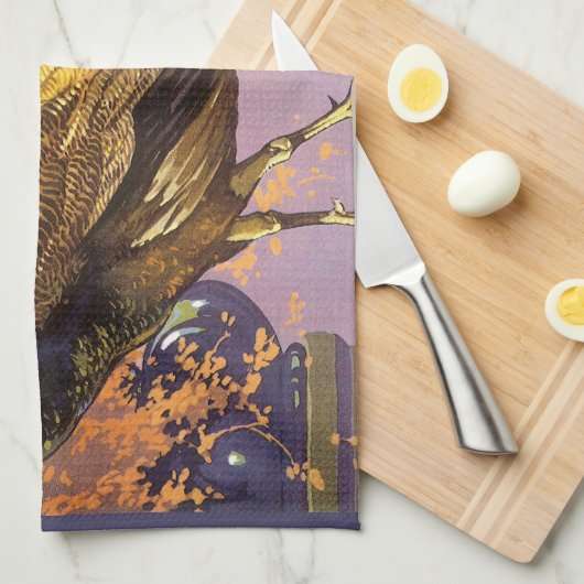  fruitkrattenlabel Art El Pavo Peacock Bird Theedoek (Quarter Fold)