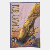 fruitkrattenlabel Art El Pavo Peacock Bird Theedoek (Verticaal)