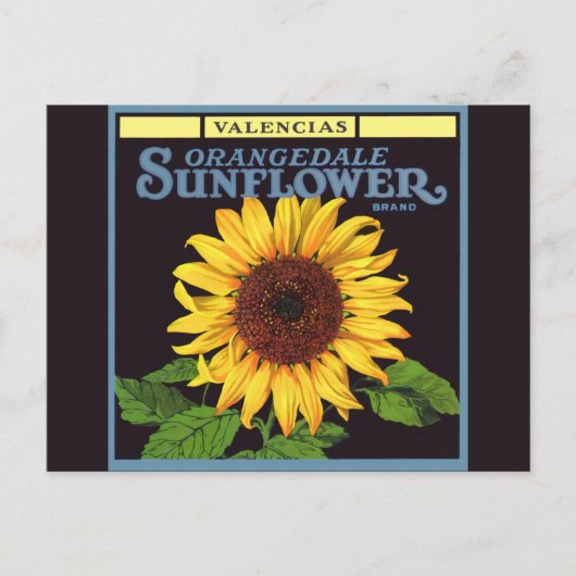  fruitkrattenlabel Art Orangedale Sunflower Briefkaart (Voorkant)
