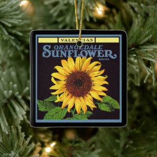 fruitkrattenlabel Art Orangedale Sunflower Keramisch Ornament