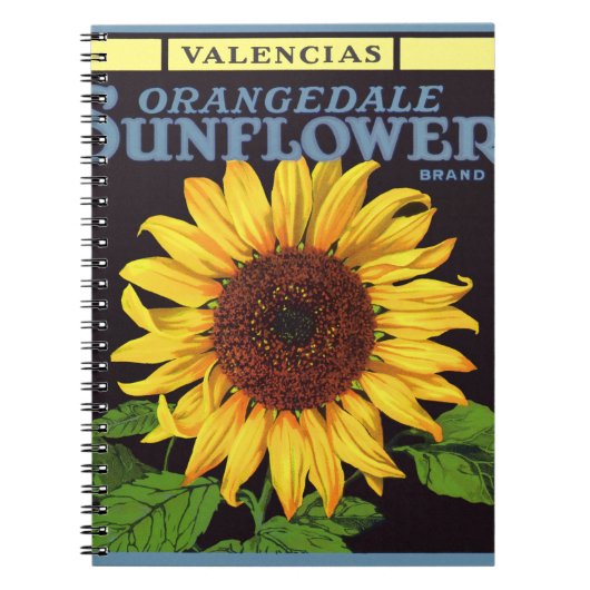  fruitkrattenlabel Art Orangedale Sunflower Notitieboek (Voorkant)
