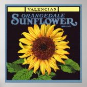 fruitkrattenlabel Art Orangedale Sunflower Poster (Voorkant)
