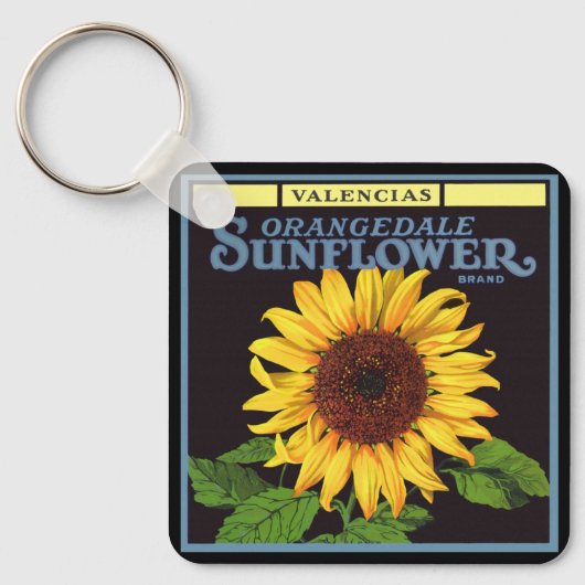  fruitkrattenlabel Art Orangedale Sunflower Sleutelhanger (Voorkant)