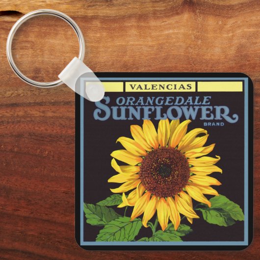  fruitkrattenlabel Art Orangedale Sunflower Sleutelhanger (Voorkant)