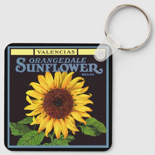  fruitkrattenlabel Art Orangedale Sunflower Sleutelhanger (Achterkant)